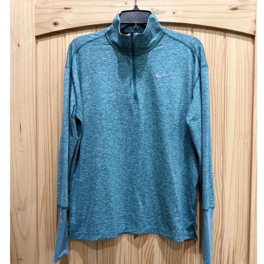 Nike Running Dri-FIT Element Half Zip Pullover Teal Heather Thumbhole Women L